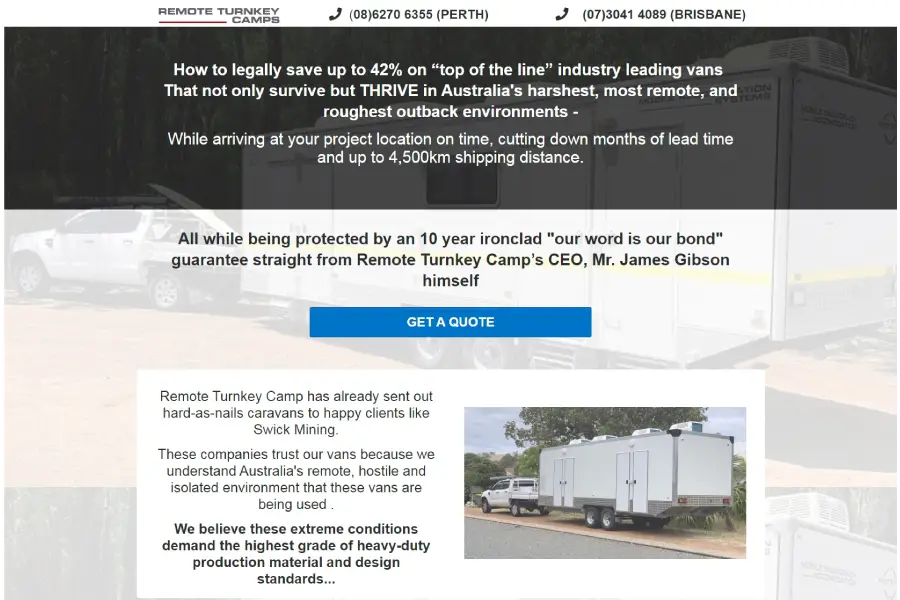 $40K+ Outback Mining Caravans